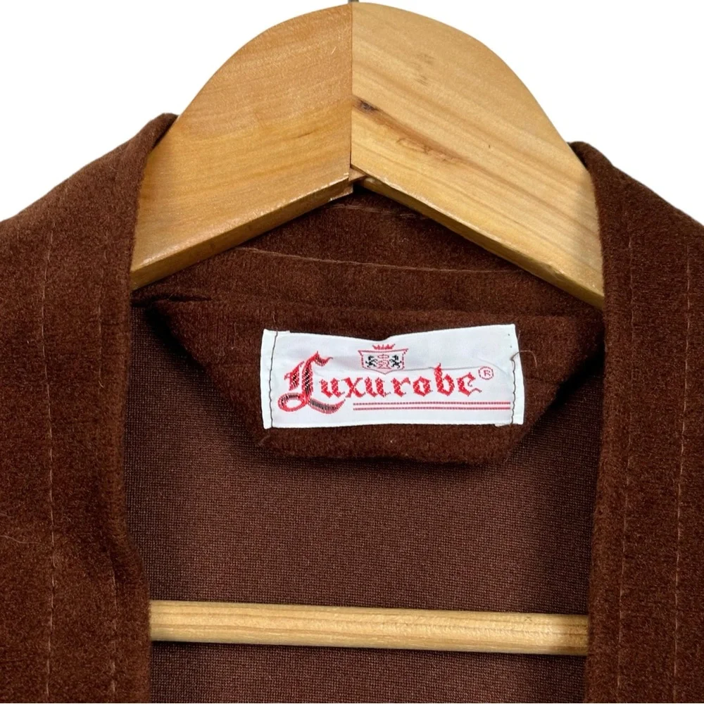 Luxurobe Vintage New York Velour Chocolate Brown Bath Robe Smoke Coat Jacket